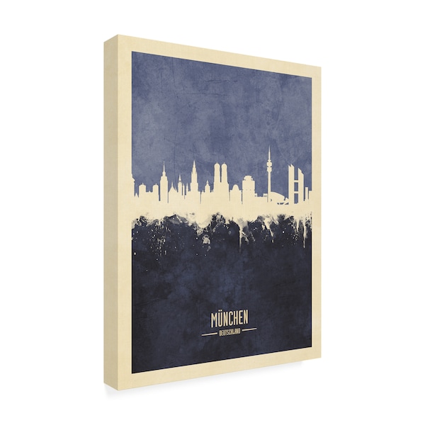 Michael Tompsett 'Munich Germany Skyline Navy' Canvas Art,35x47